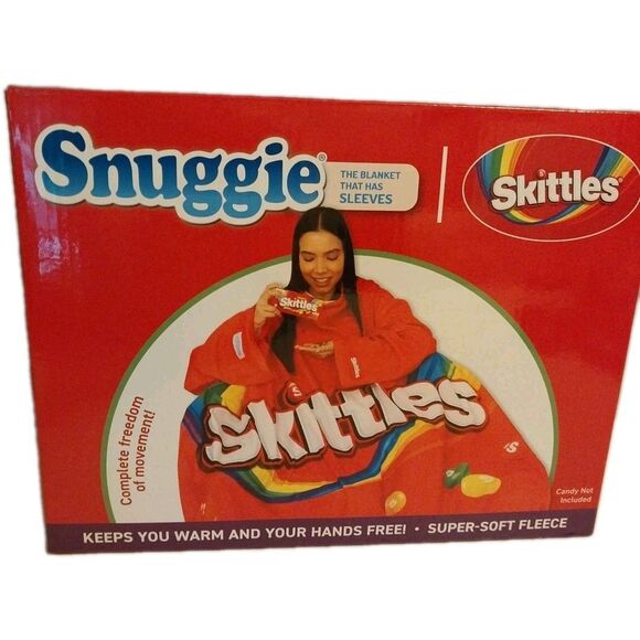 Snuggie Skittles Wearable Super Soft Fleece Blanket Sleeves Colorful Warm Cozy - Picture 1 of 7